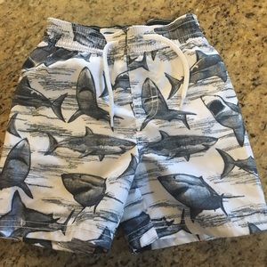Shark swim shorts.